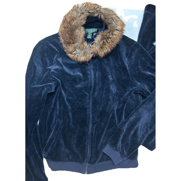 Lauren Ralph Lauren Track Suit Women Velour Velvet Petite Small Jacket Pants Set - Picture 2 of 11